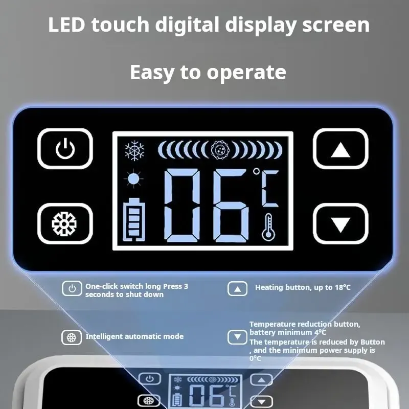 Détail de l'écran LED du réfrigérateur à insuline