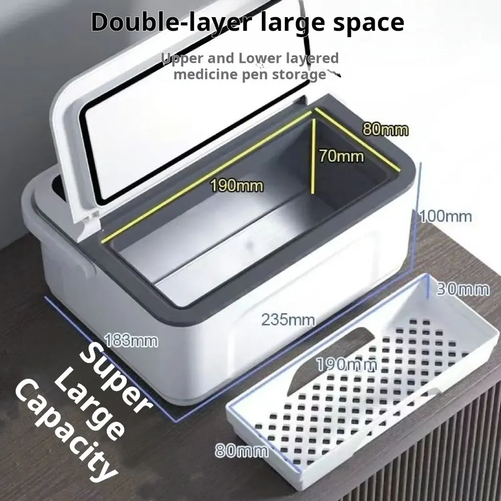 Réfrigérateur à insuline portable, vue sous un autre angle