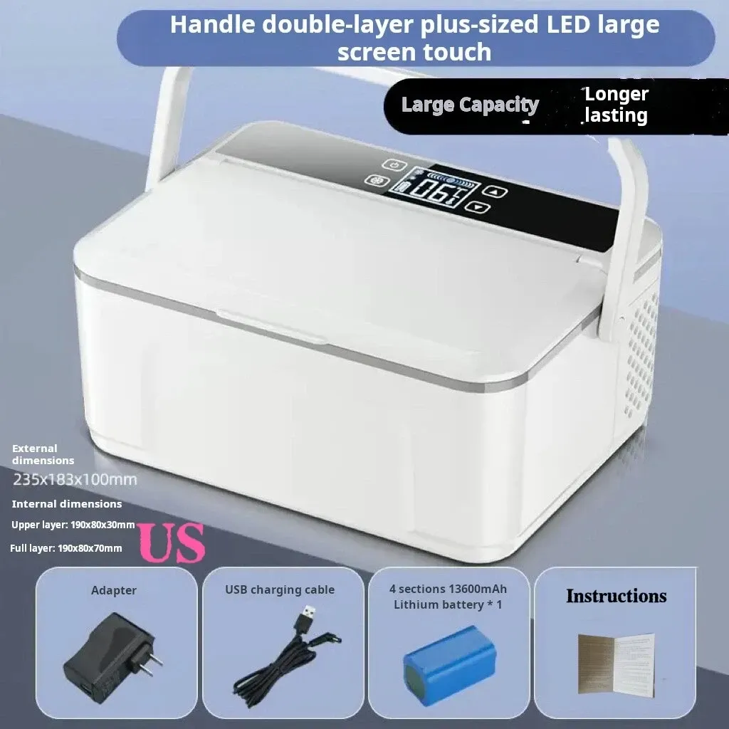 Réfrigérateur à insuline portable à double compartiment avec écran LED, pour voiture 10
