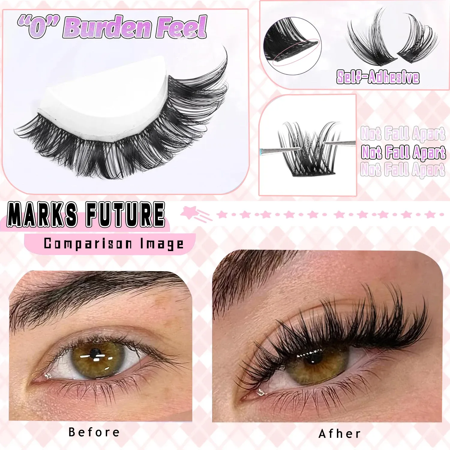 Faux cils autocollants épais et recourbés Marks Future 3