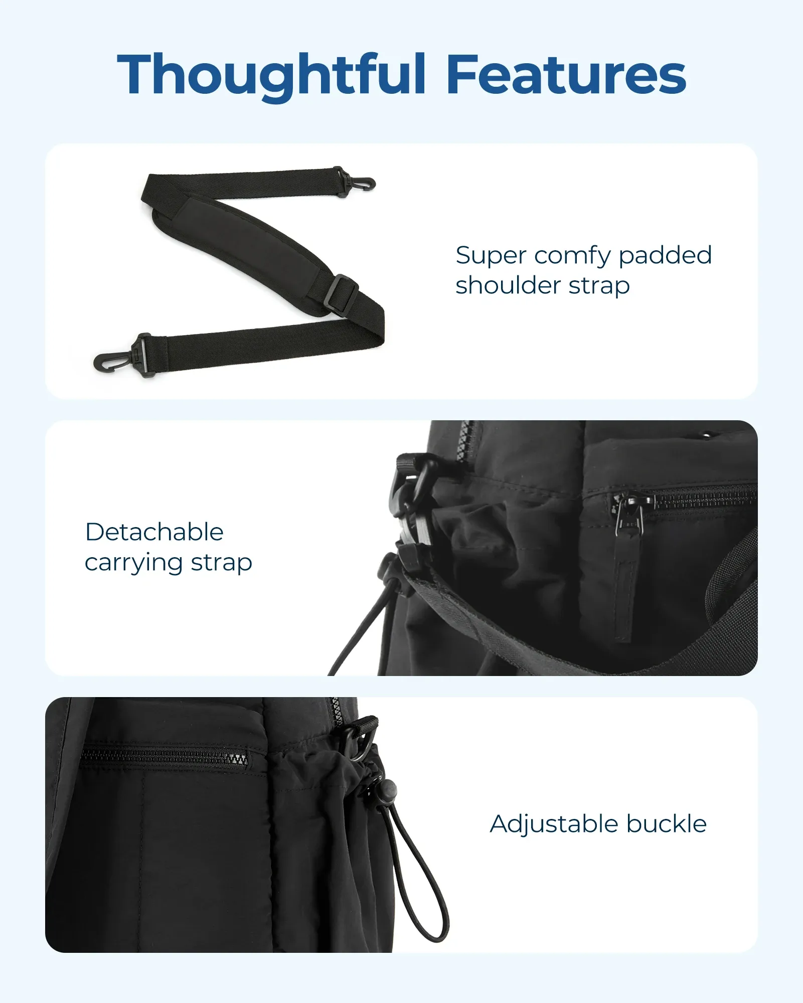 BAGSMART Sac de voyage pour femme à bandoulière, grande capacité, idéal pour le week-end et le sport 6