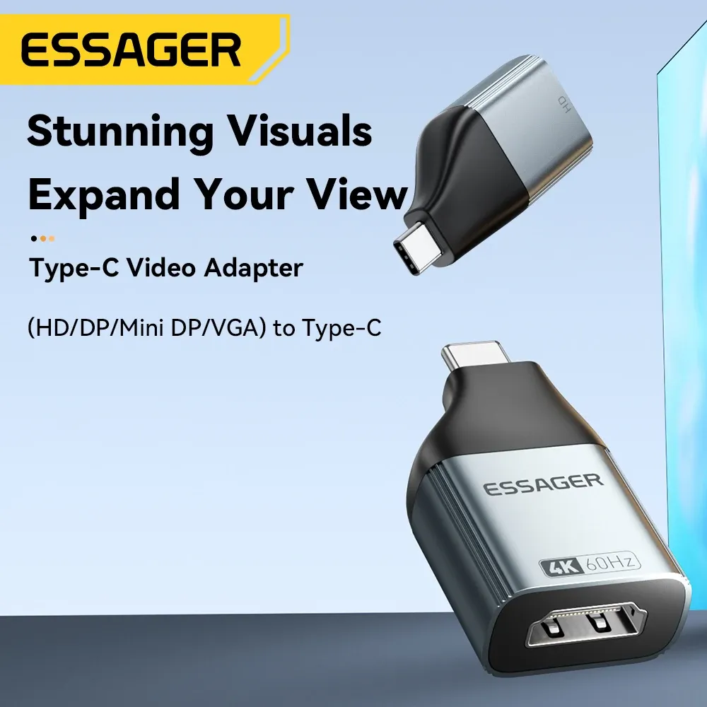 Essager – Adaptateur USB-C vers HDMI, Mini DisplayPort et VGA, convertisseur vidéo HD 4K @ 120 Hz, 8K @ 60 Hz, pour MacBook et box TV 2