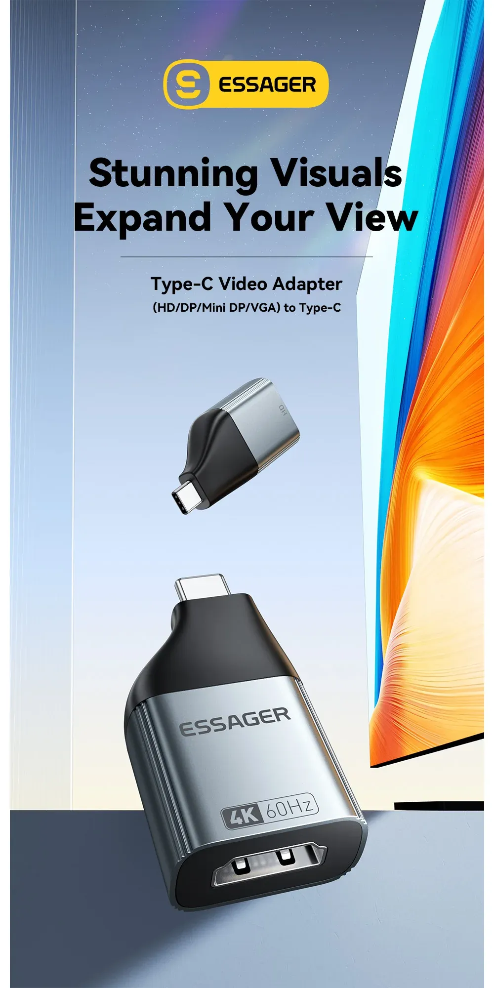 Adaptateur USB-C vers HDMI, Mini DP et VGA, vue d'ensemble