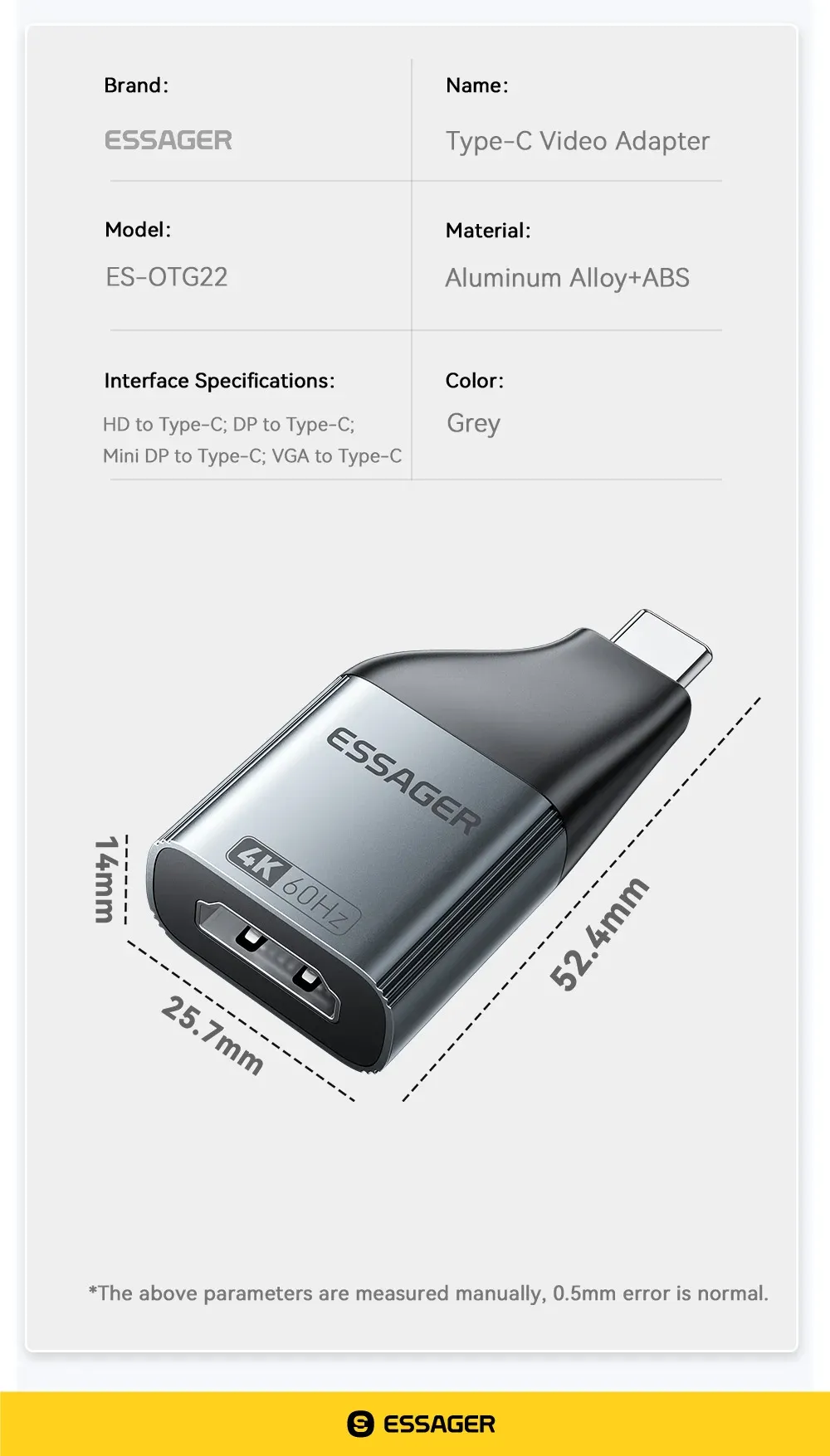 Adaptateur USB-C vers vidéo, finition et compacité