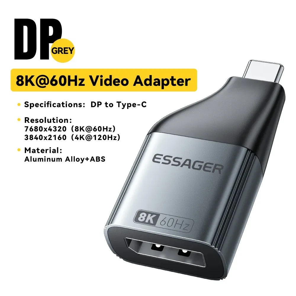 Essager – Adaptateur USB-C vers HDMI, Mini DisplayPort et VGA, convertisseur vidéo HD 4K @ 120 Hz, 8K @ 60 Hz, pour MacBook et box TV 10