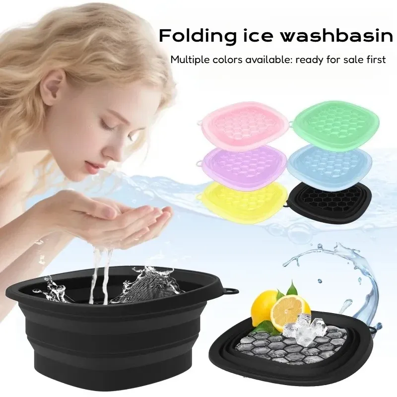 Plateau de bain de glace pliable en silicone, bol de thérapie par le froid pour le visage, outil de cryothérapie portable pour la peau, bol de beauté de voyage