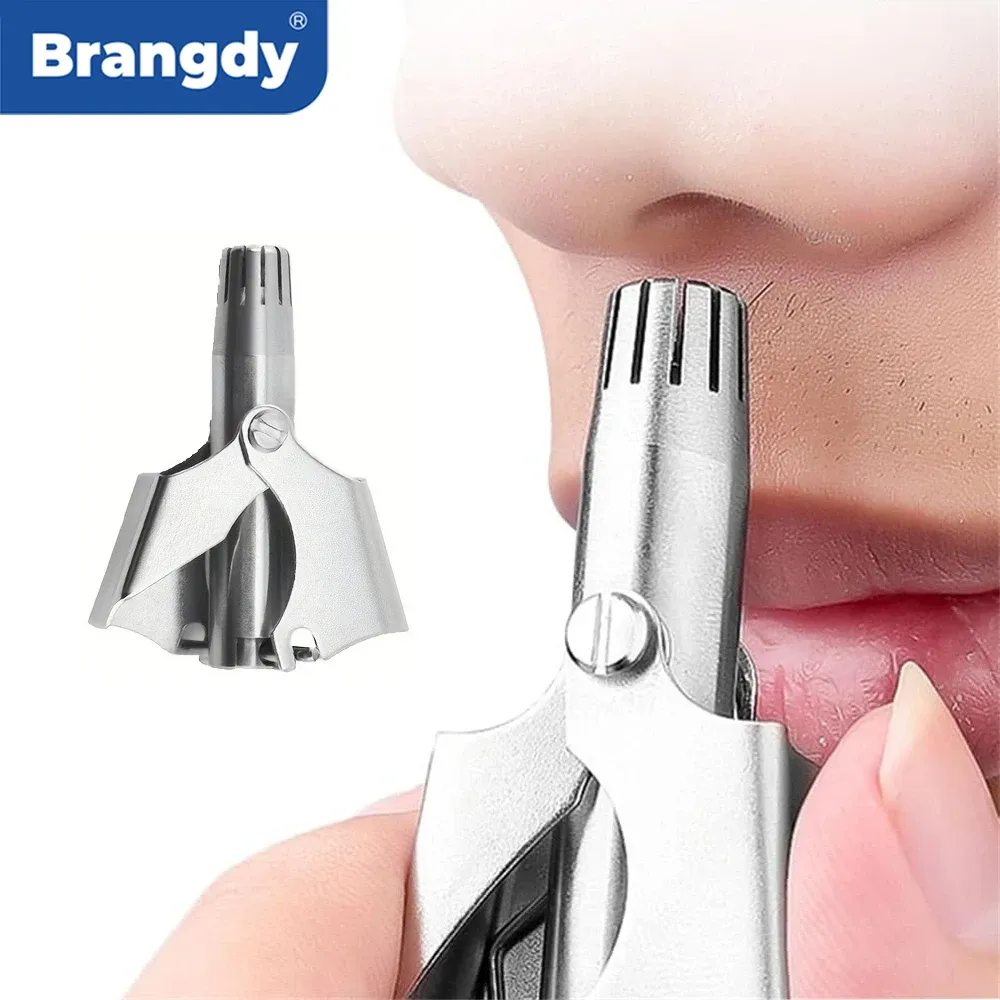 Brangdy Tondeuse à Nez Manuelle pour Hommes en Acier Inoxydable, Mécanique et Lavable, avec Brosse de Nettoyage