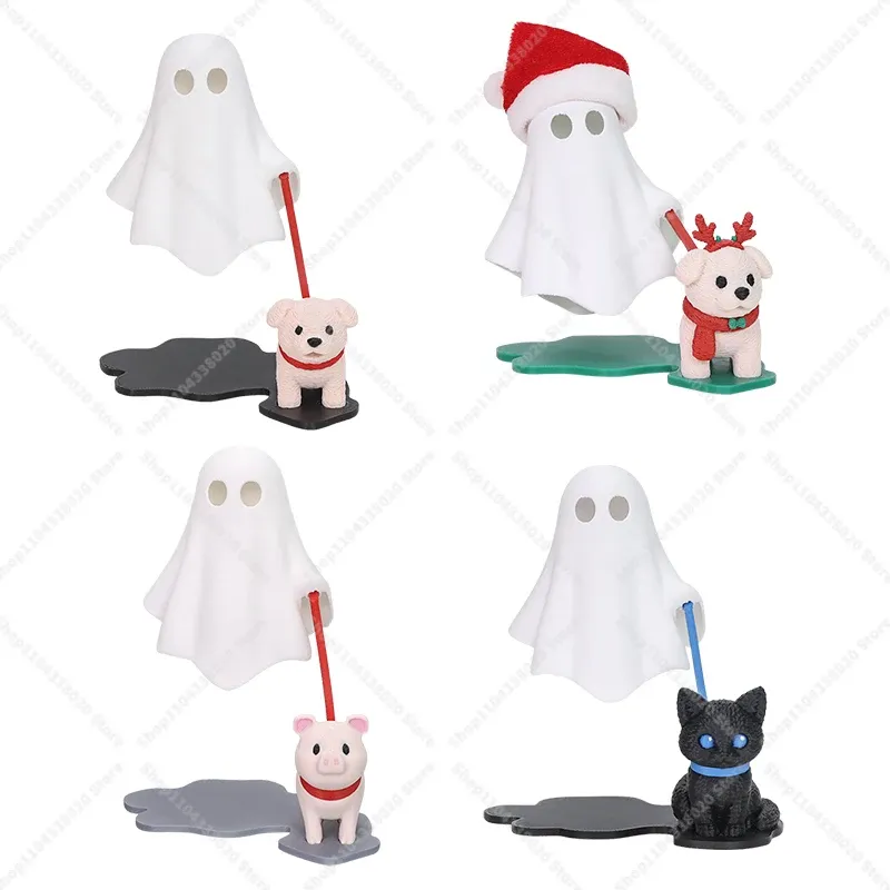 Veilleuse LED fantôme avec figurine de chien, vue d'ensemble