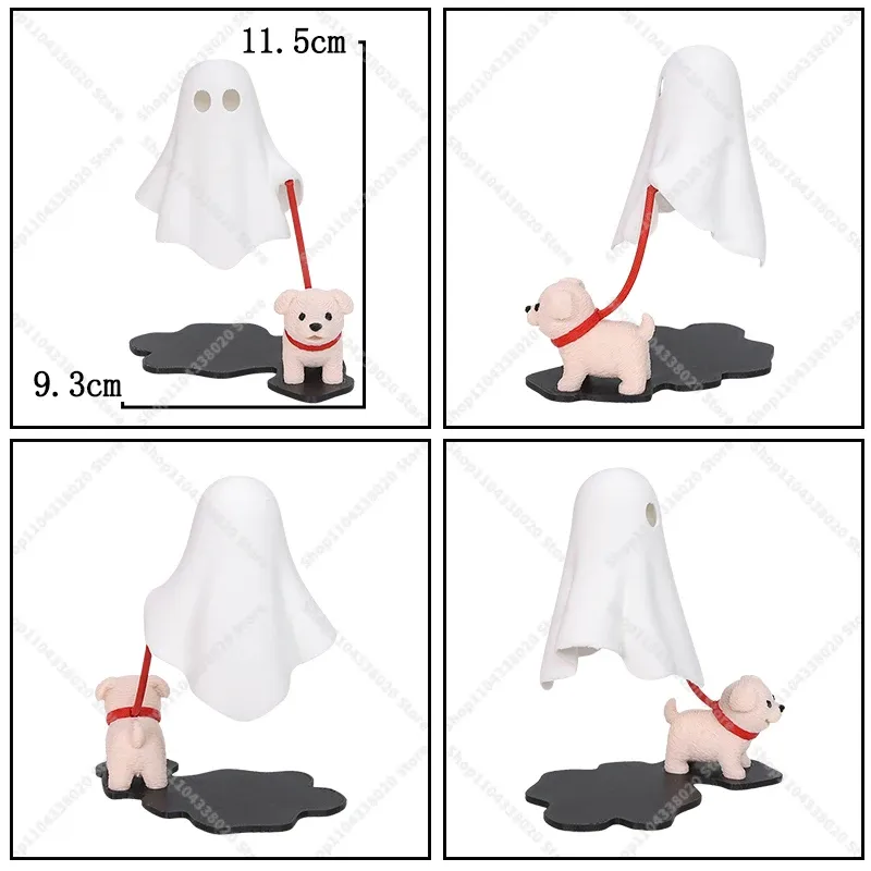 Veilleuse LED fantôme avec figurine de chien, lampe décorative d'Halloween à lumière chaude 8