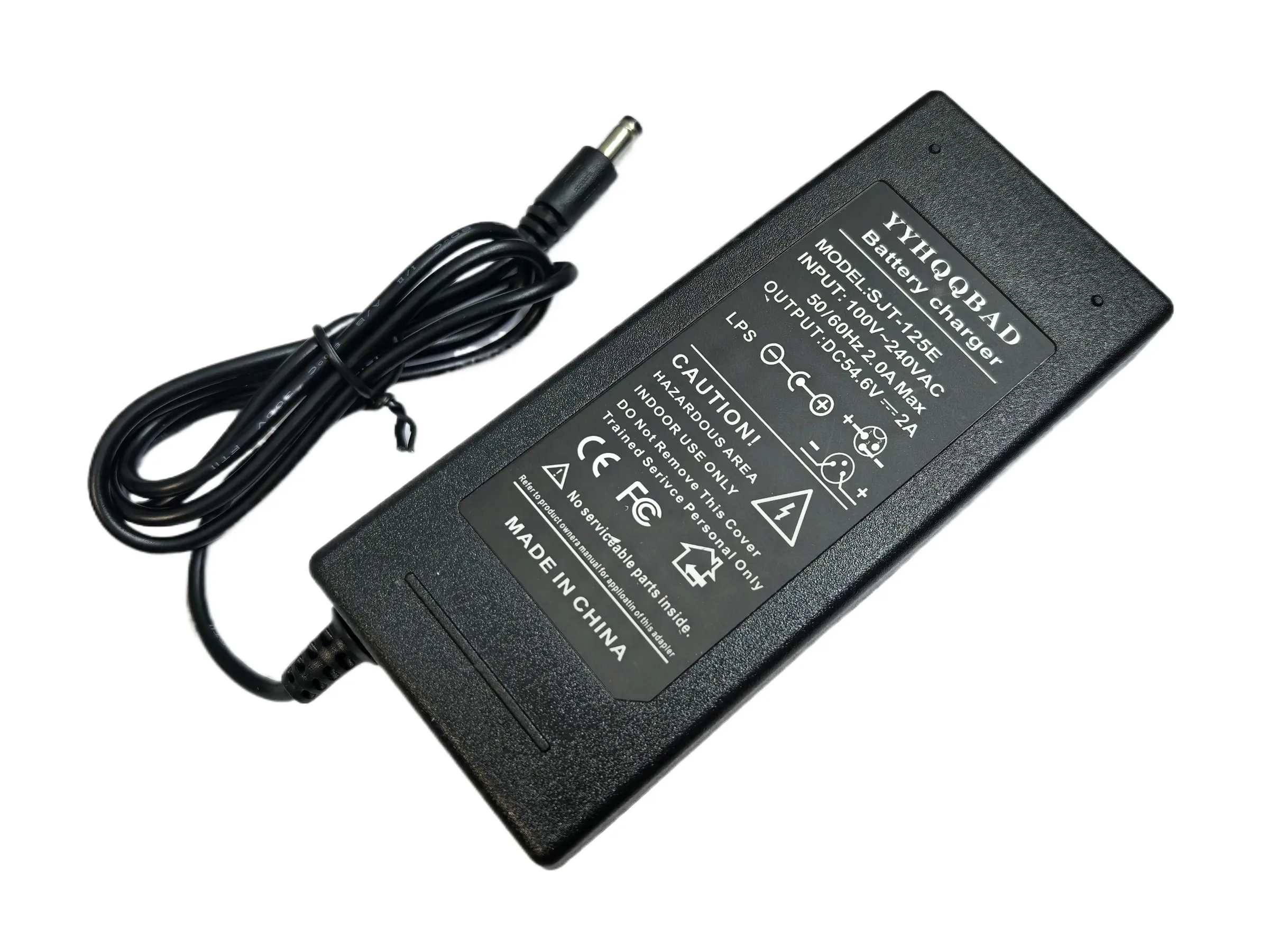 Chargeur 54,6 V 2 A pour batterie Li-ion 48 V 13S avec connecteur CC, compatible batterie lithium pour vélo électrique 5
