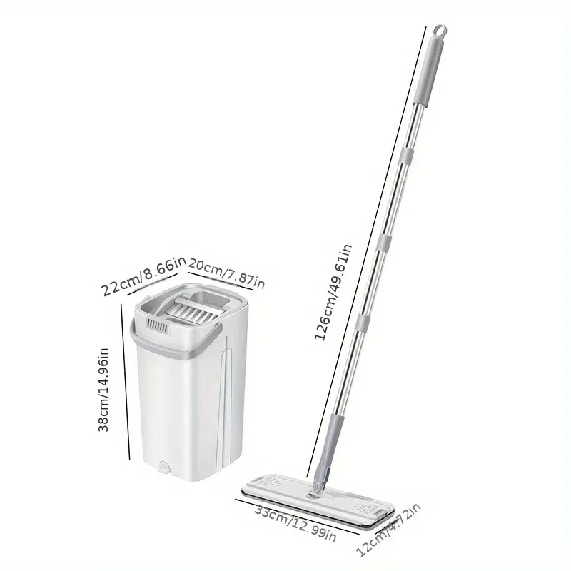 Serpillère plate à essorage automatique avec seau – Nettoyage sec et humide pour sols de maison, cuisine et salle de bain 6