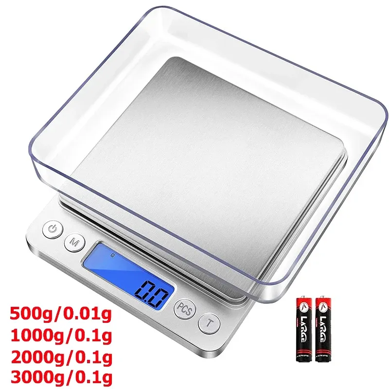 Balance de cuisine numérique 3000 g / 0,1 g avec écran LCD, mini balance de poche pour bijoux et aliments, usage domestique 2