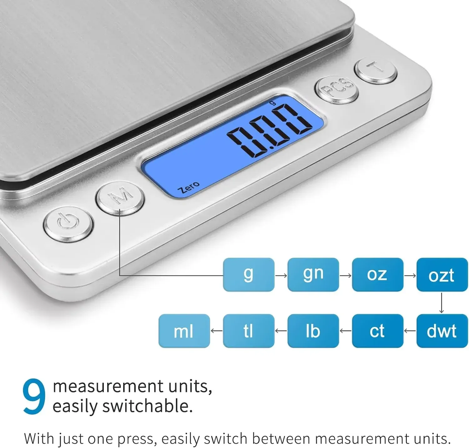 Balance de cuisine numérique 3000 g / 0,1 g avec écran LCD, mini balance de poche pour bijoux et aliments, usage domestique 5