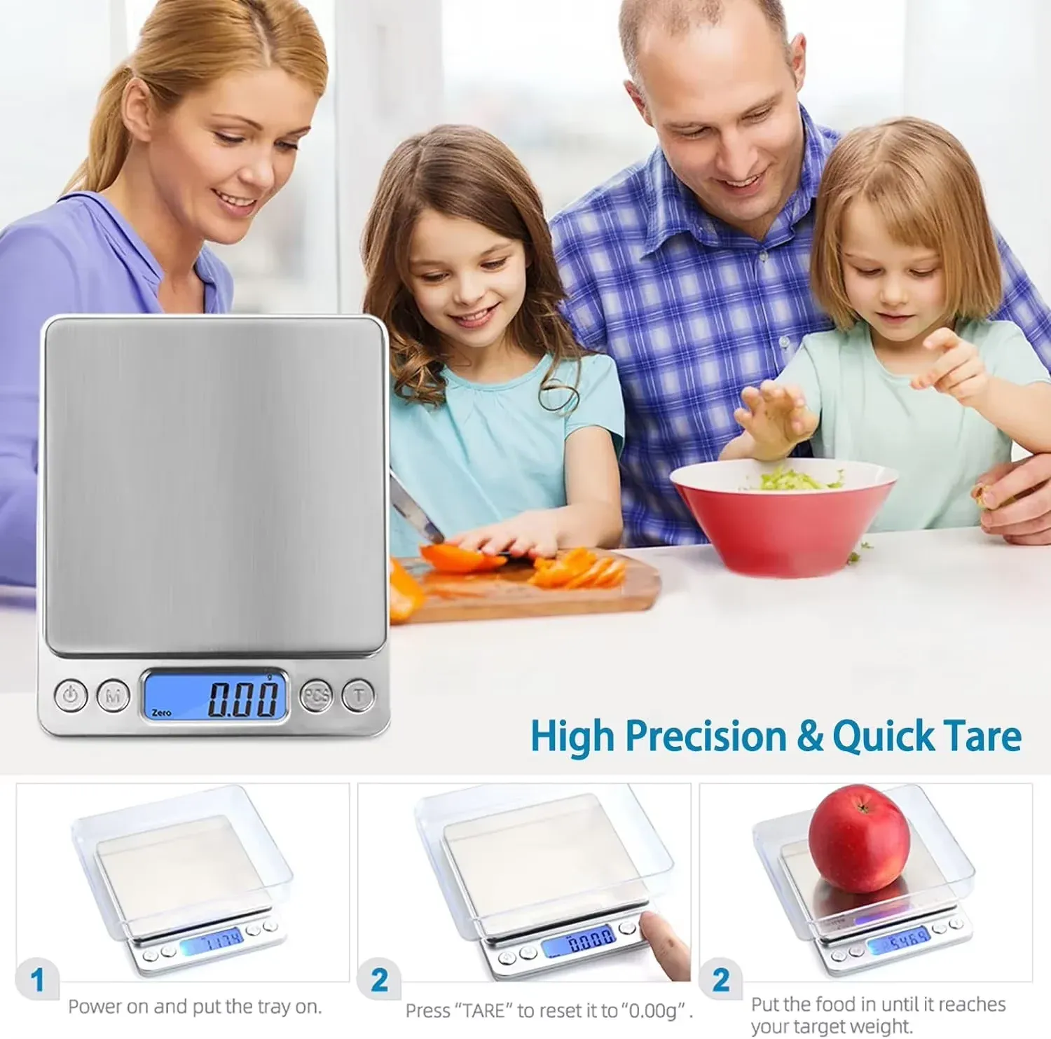 Balance de cuisine numérique 3000 g / 0,1 g avec écran LCD, mini balance de poche pour bijoux et aliments, usage domestique 6