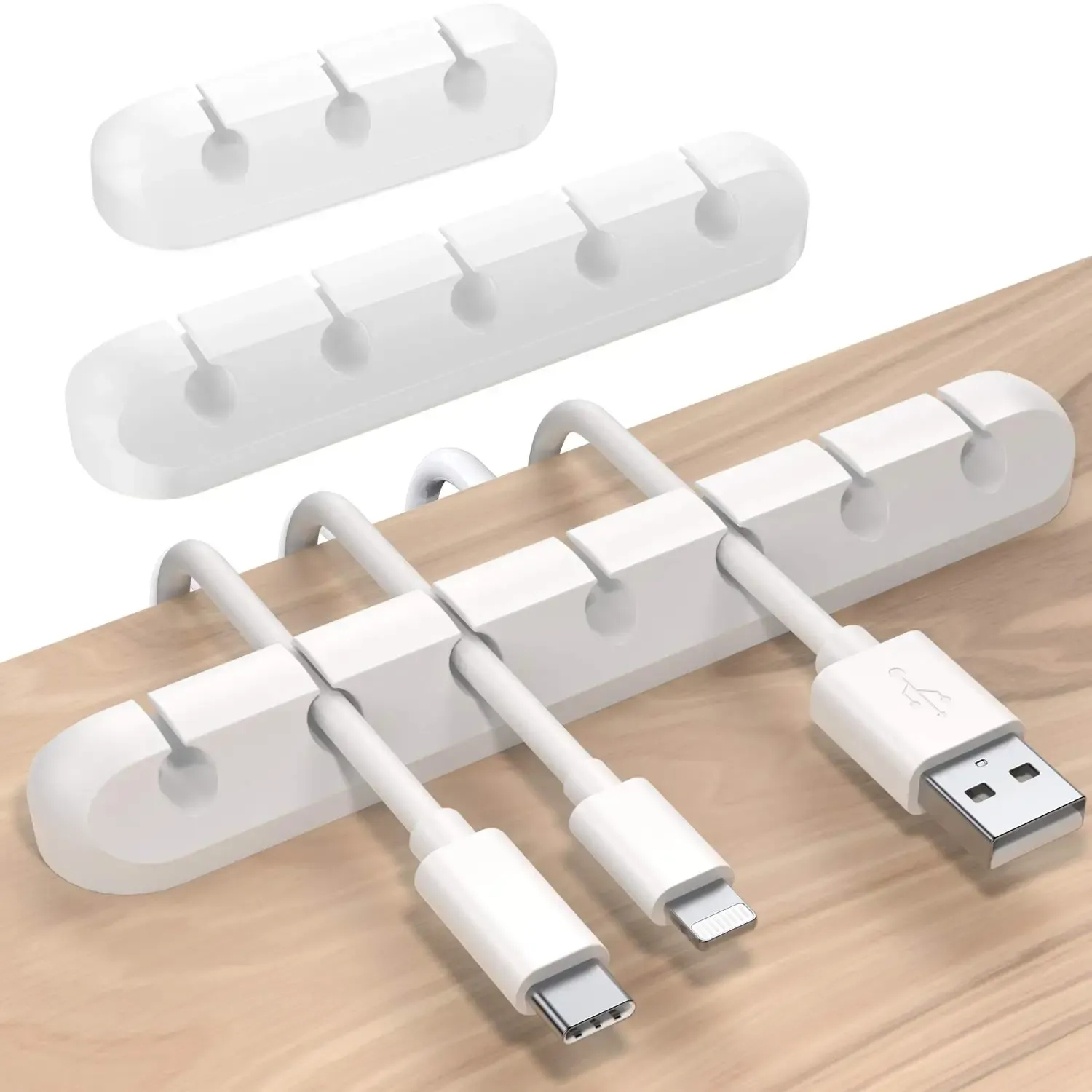 Clips de fixation de câbles, lot de 3, clips de gestion de câbles, clips organisateurs de câbles en silicone auto-adhésifs, adaptés aux câbles de chargement USB de bureau 8