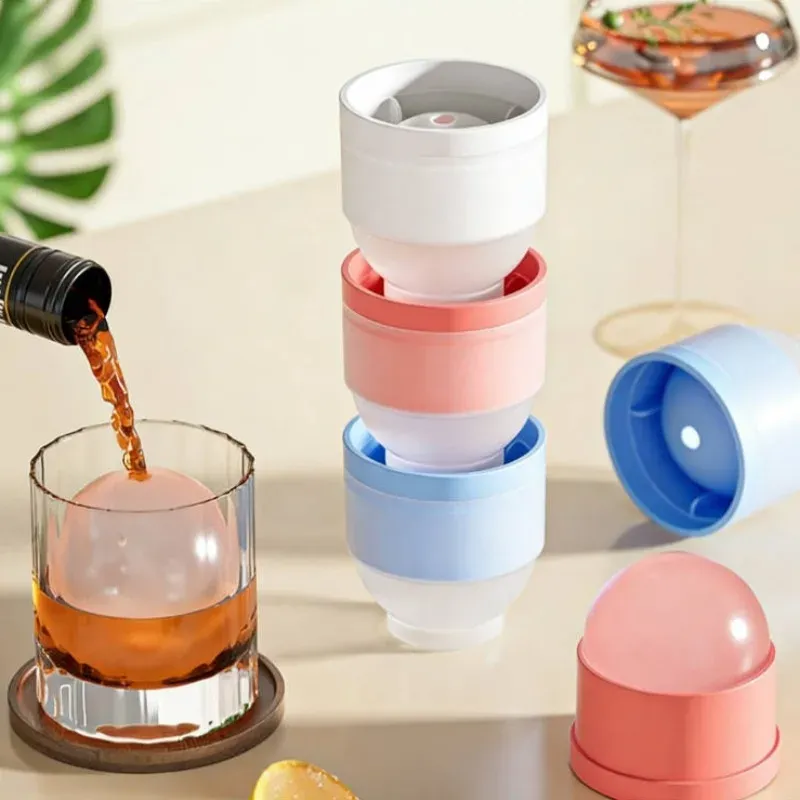 Moule à glaçons sphériques en silicone empilable, qualité alimentaire et réutilisable, pour whisky et cocktails - Image 1