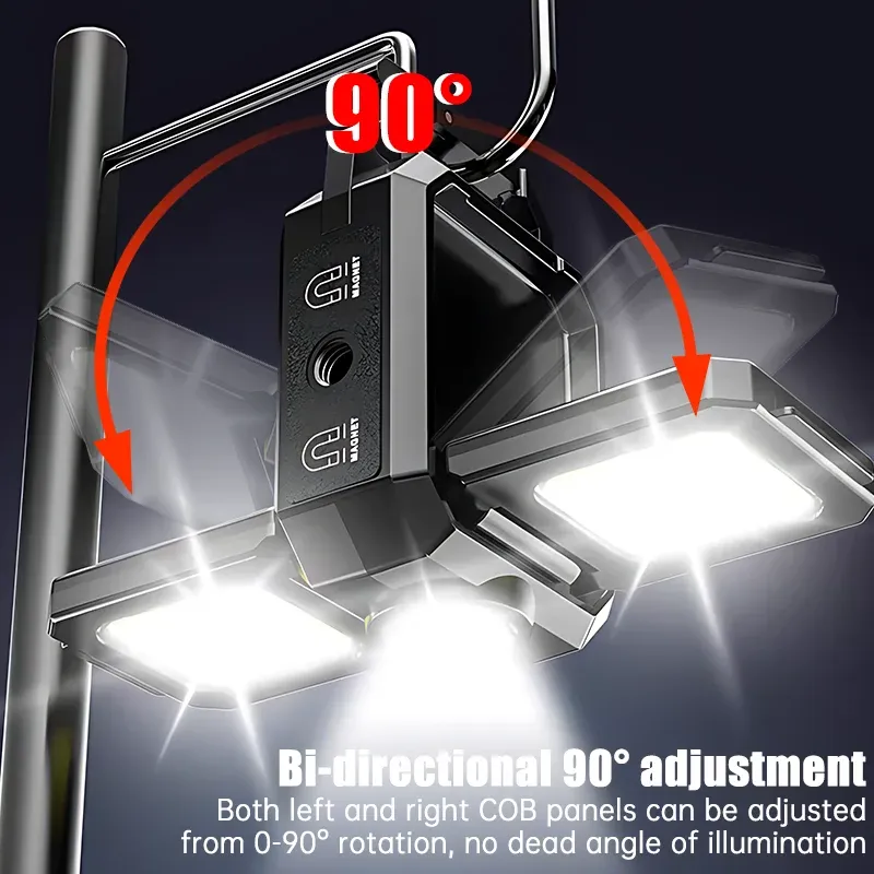 Mini lampe de poche porte-clés rechargeable, lampe de travail portable COB avec éclairage latéral pliable à 90°, lampe de poche ultra lumineuse pour le camping 3
