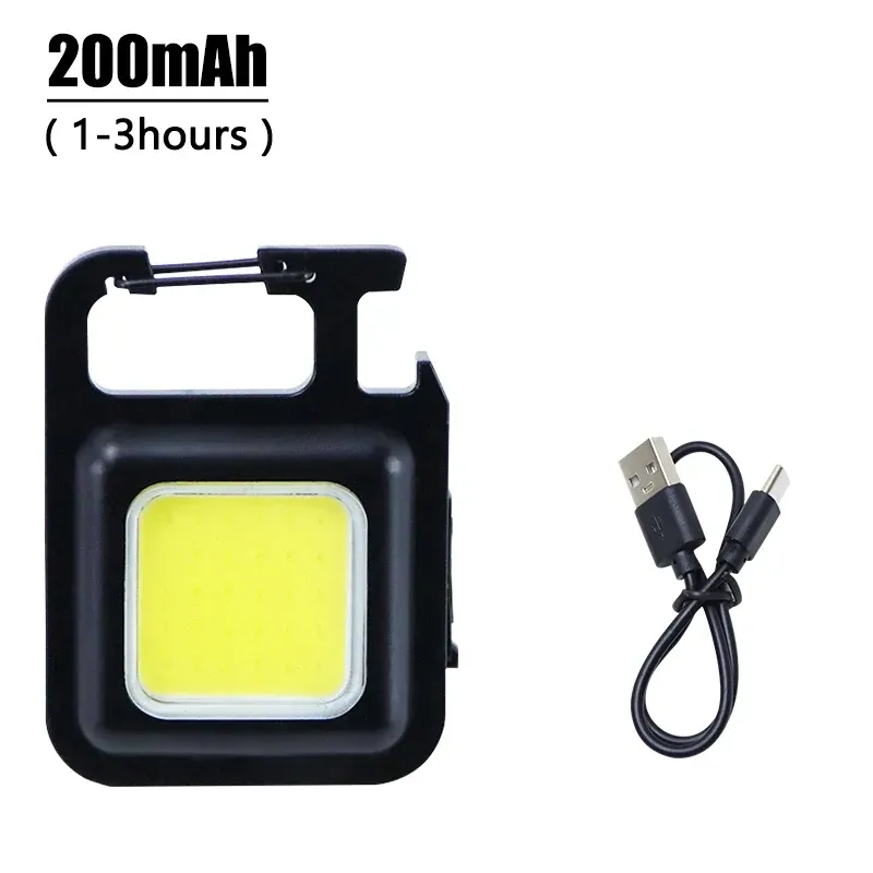 Mini lampe de poche porte-clés rechargeable, lampe de travail portable COB avec éclairage latéral pliable à 90°, lampe de poche ultra lumineuse pour le camping 9