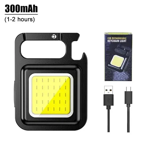 Mini lampe de poche porte-clés rechargeable, lampe de travail portable COB avec éclairage latéral pliable à 90°, lampe de poche ultra lumineuse pour le camping 8