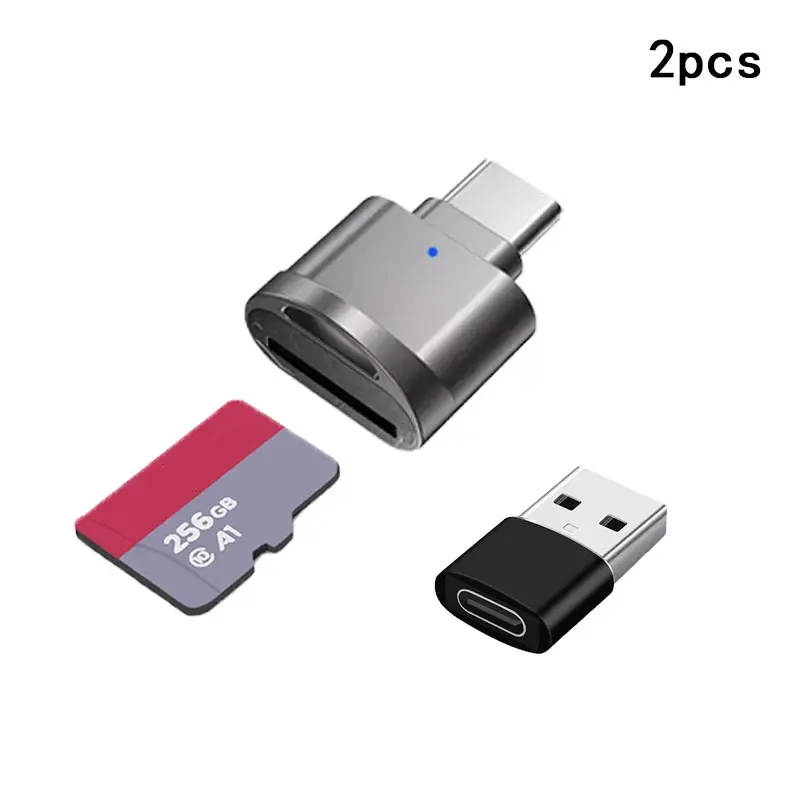 Lecteur de carte USB-C vers USB-A, lecteur de cartes TF/SD OTG portable en métal pour smartphone Android, appareil photo et ordinateur portable