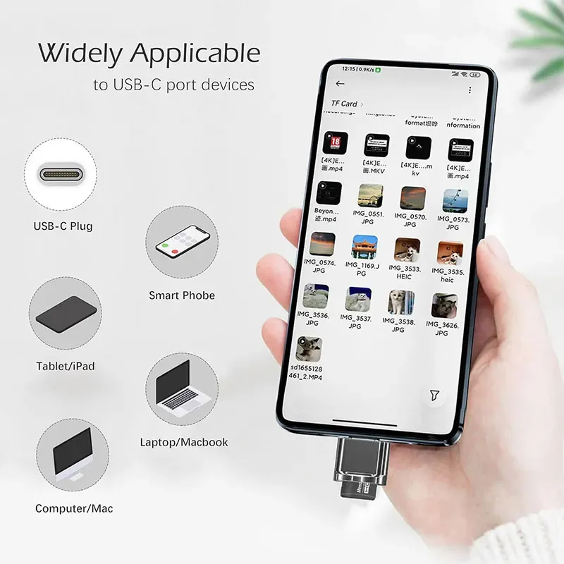 Lecteur de carte USB-C vers USB-A, lecteur de cartes TF/SD OTG portable en métal pour smartphone Android, appareil photo et ordinateur portable 3