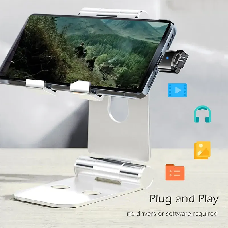 Lecteur de carte USB-C vers USB-A, lecteur de cartes TF/SD OTG portable en métal pour smartphone Android, appareil photo et ordinateur portable 5