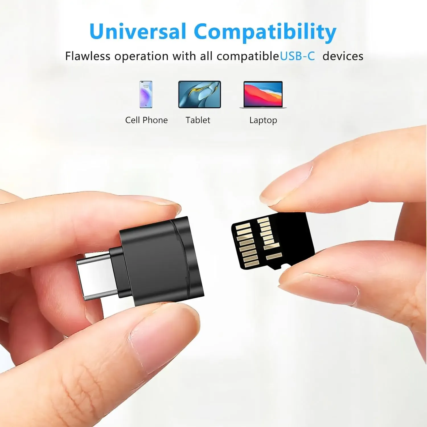 Lecteur de carte USB-C utilisé avec une carte mémoire TF