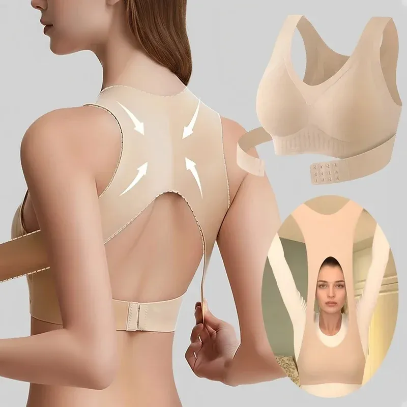 Soutien-gorge correcteur de posture à fermeture avant pour femme, soutien-gorge de maintien sans armatures 2