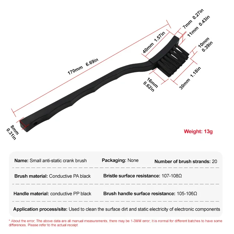 Brosse antistatique de nettoyage de circuits imprimés (PCB) à eau, petite, à manivelle, 1 pièce 6