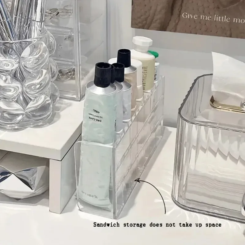 Organisateur de cosmétiques transparent en plastique à 7 compartiments, support de maquillage multifonctionnel 3