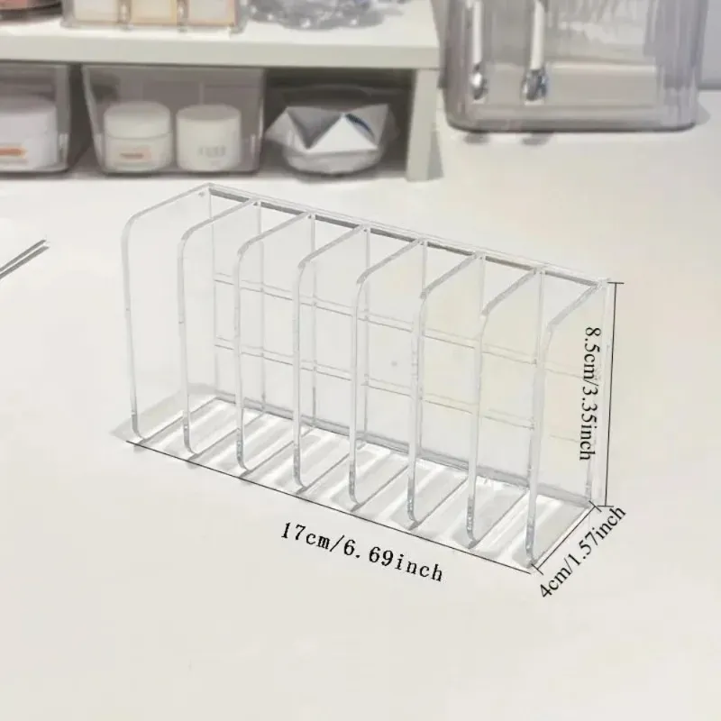 Organisateur de cosmétiques transparent en plastique à 7 compartiments, support de maquillage multifonctionnel 4
