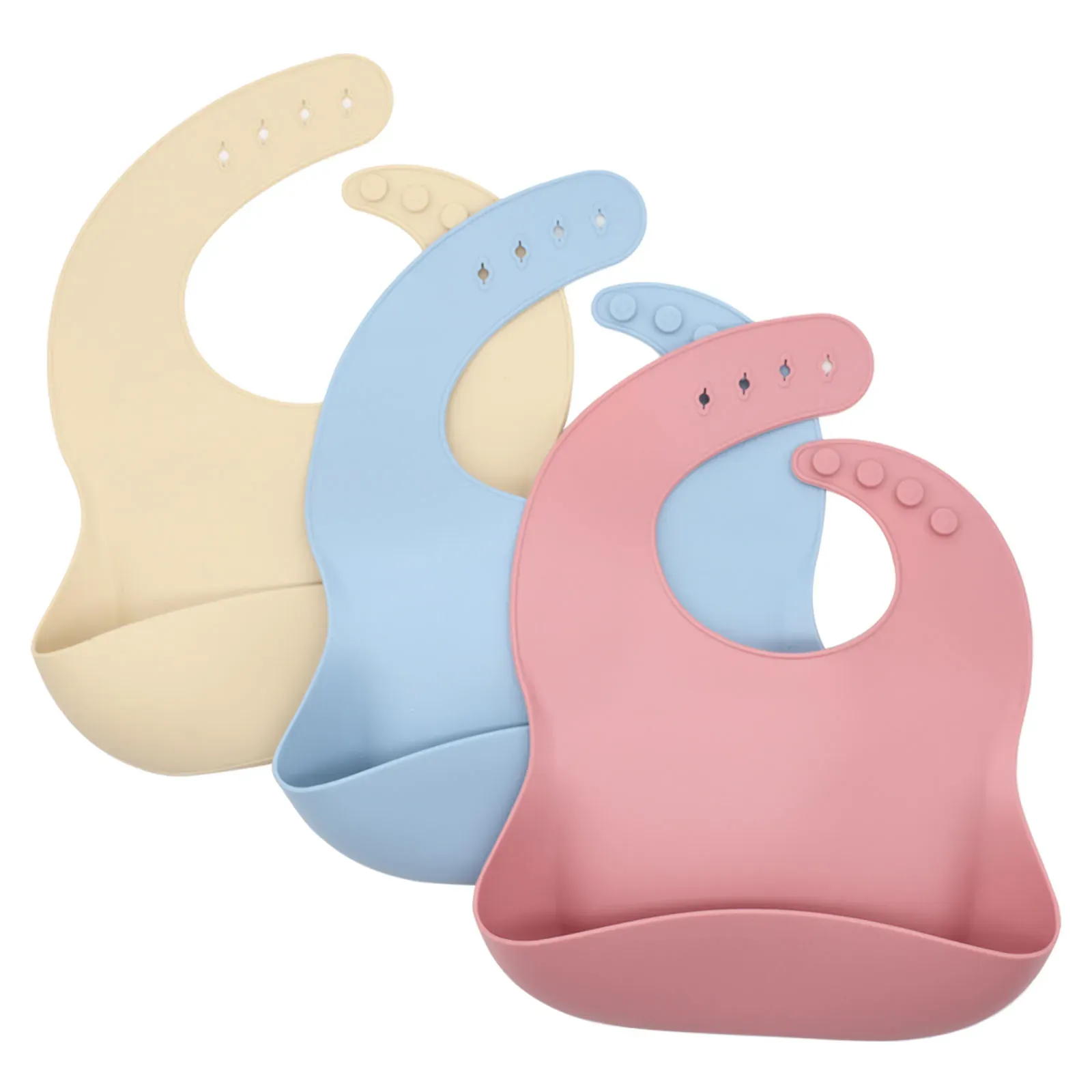 Bavoir en silicone de qualité alimentaire avec récupérateur de miettes, réglage tridimensionnel multi-étapes, facile à nettoyer - Image 1