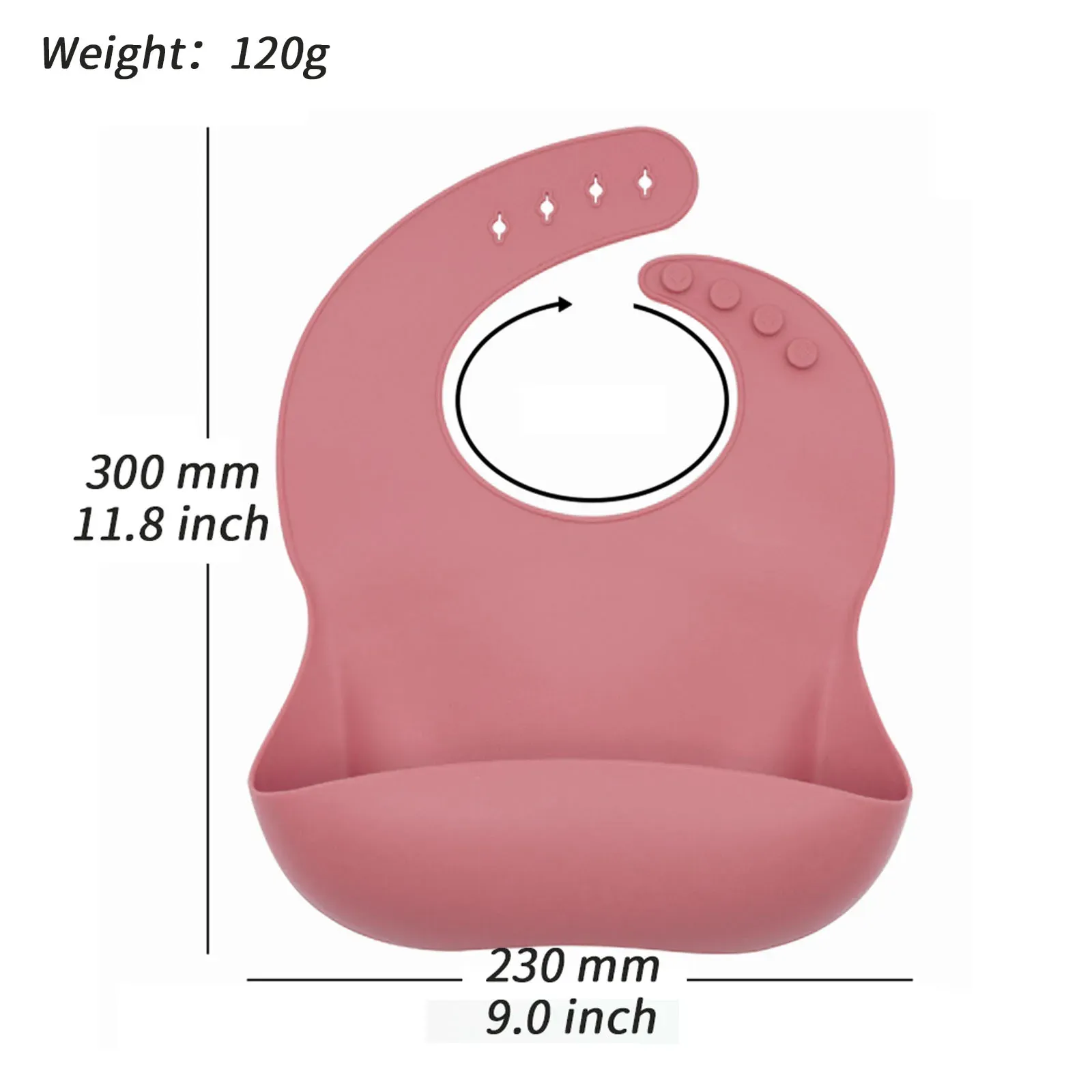 Bavoir en silicone de qualité alimentaire vue d'ensemble
