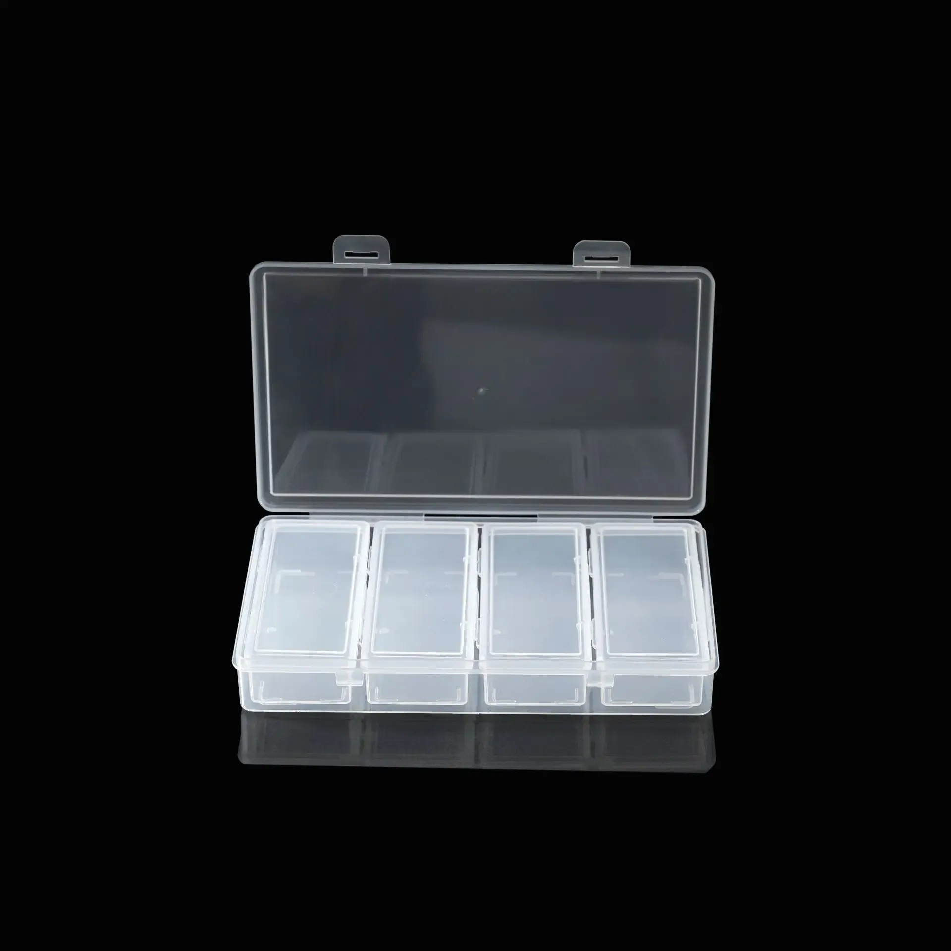 Boîte de rangement transparente en plastique avec 4 séparateurs réglables, organisateur pour fournitures d'artisanat et de couture à compartiments amovibles 5