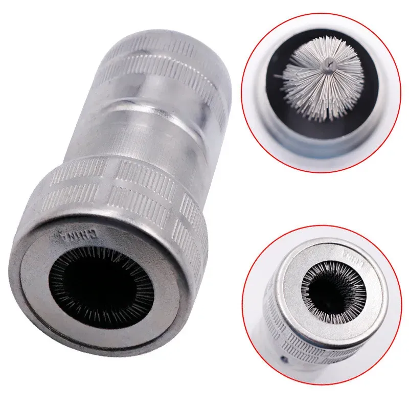 Brosse métallique de nettoyage des bornes de batterie