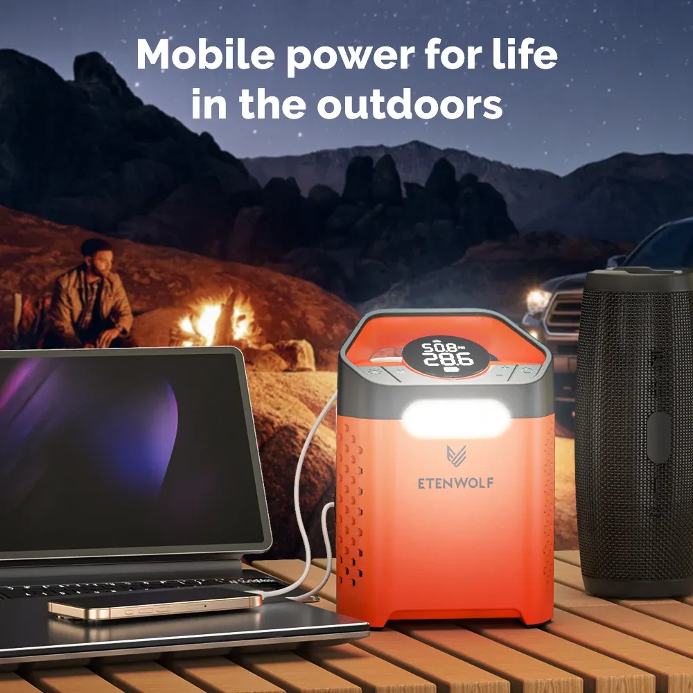 Pompe de gonflage de pneus portable ETENWOLF V3, compresseur de voiture 160 PSI, cycle de service 100 %, pompe à air 7800 mAh pour voitures, motos et vélos 5