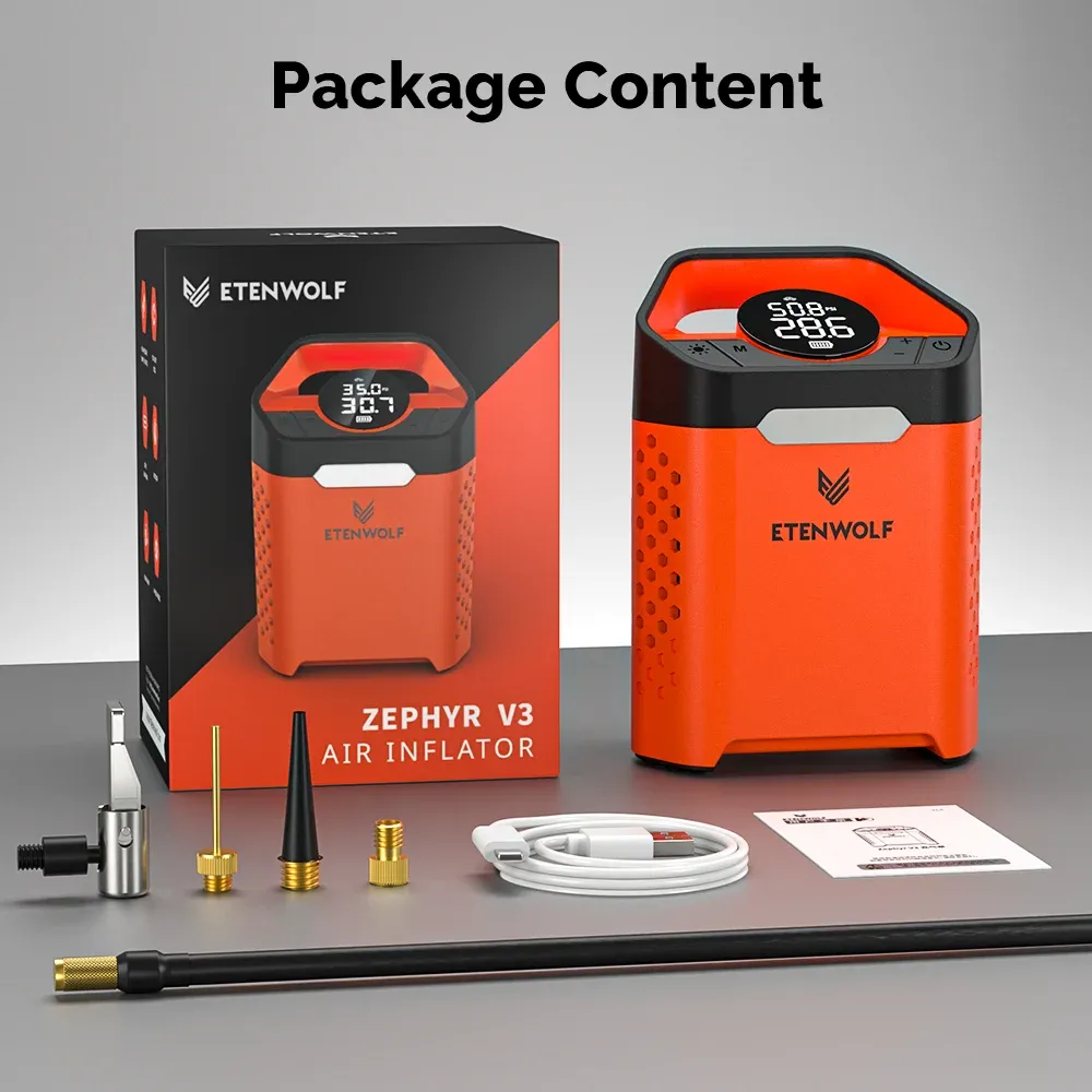 Gonfleur de pneus ETENWOLF V3 et ses accessoires