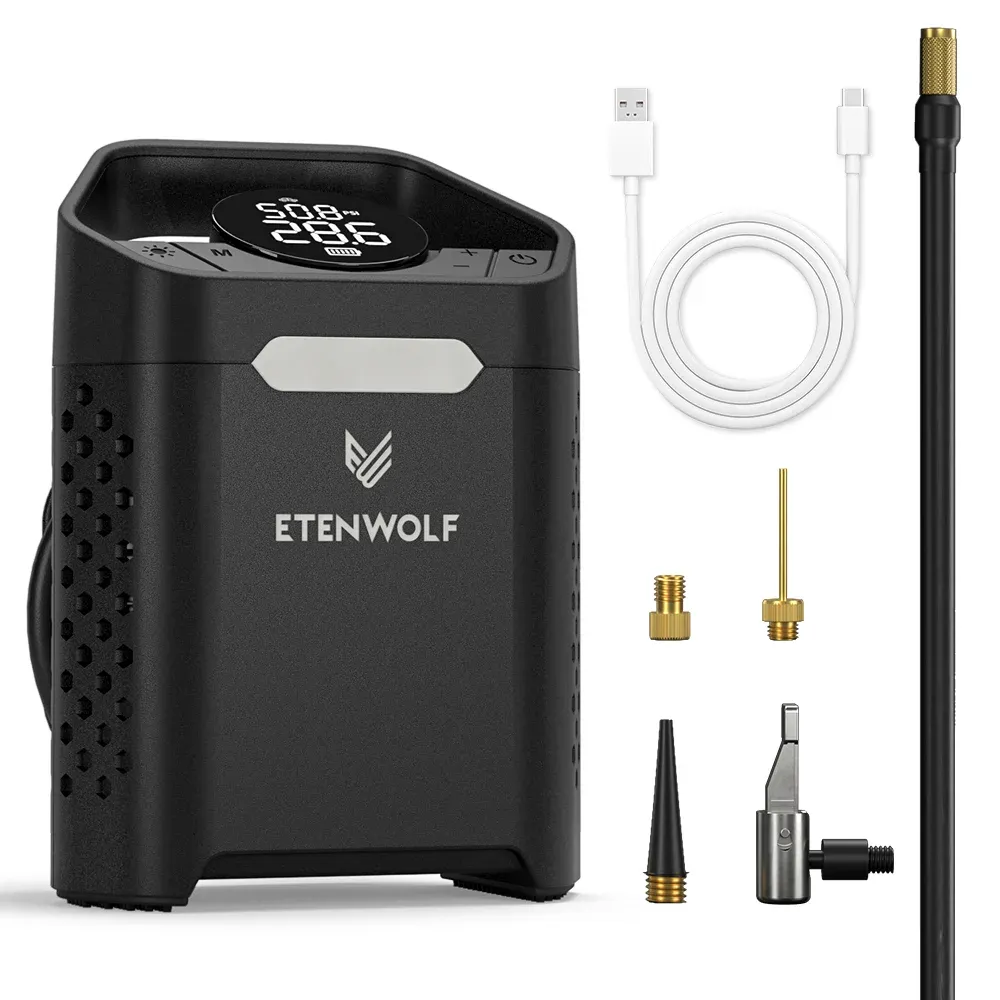 Pompe de gonflage de pneus portable ETENWOLF V3, compresseur de voiture 160 PSI, cycle de service 100 %, pompe à air 7800 mAh pour voitures, motos et vélos 7