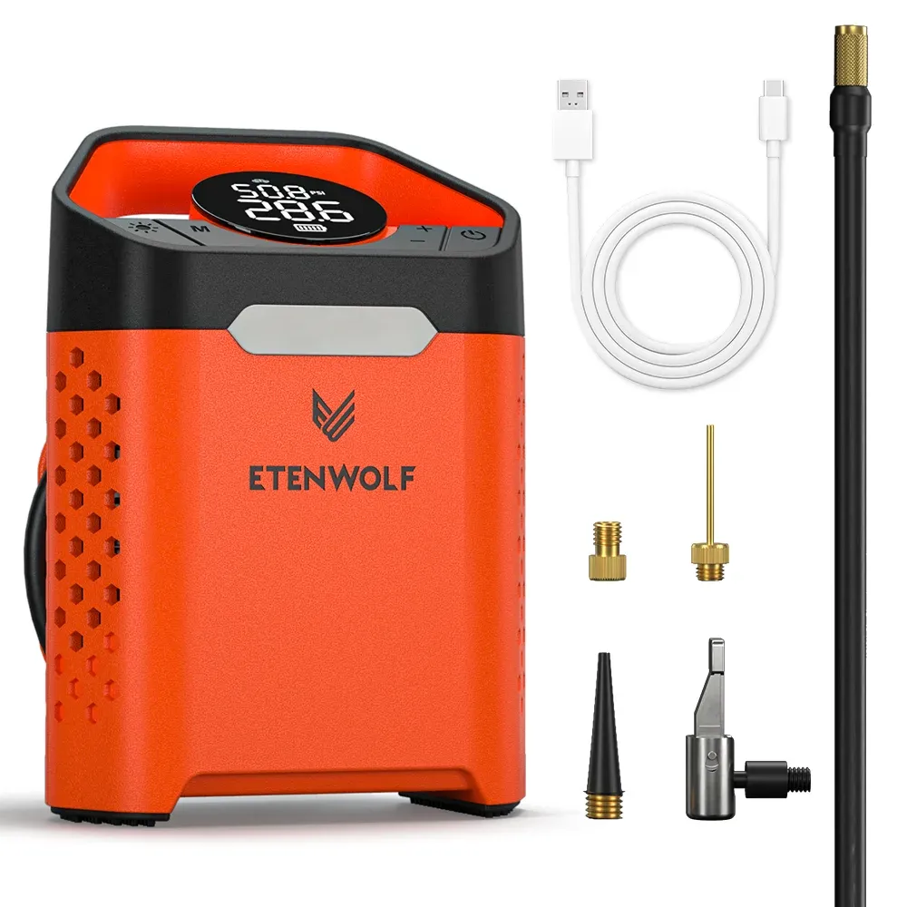 Pompe de gonflage de pneus portable ETENWOLF V3, compresseur de voiture 160 PSI, cycle de service 100 %, pompe à air 7800 mAh pour voitures, motos et vélos 8
