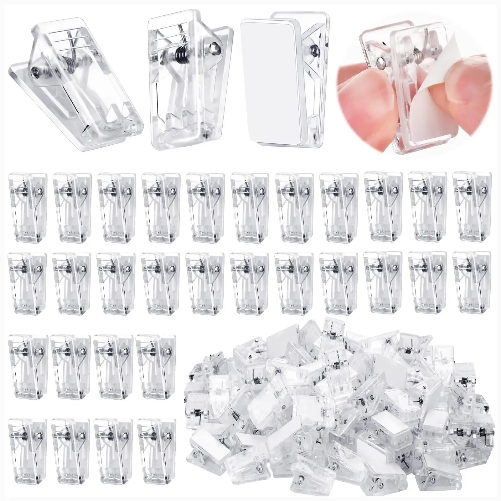 Lot de 20 clips muraux auto-adhésifs en plastique pour tapisserie - Image 1