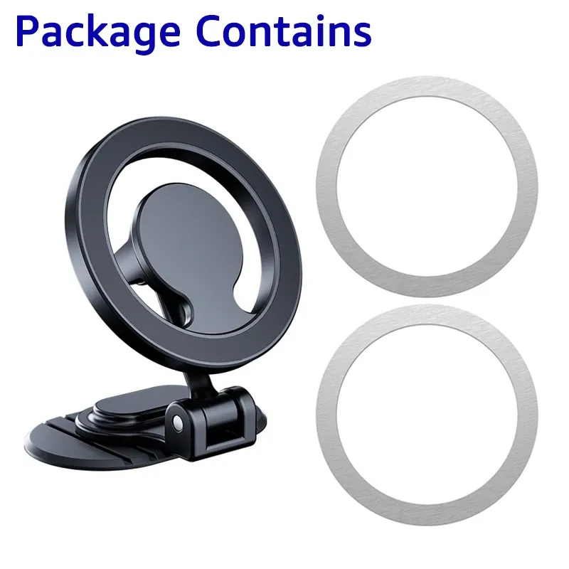 Support de téléphone magnétique en métal pour voiture, compatible MagSafe, rotation à 360°, aimant pliable 7