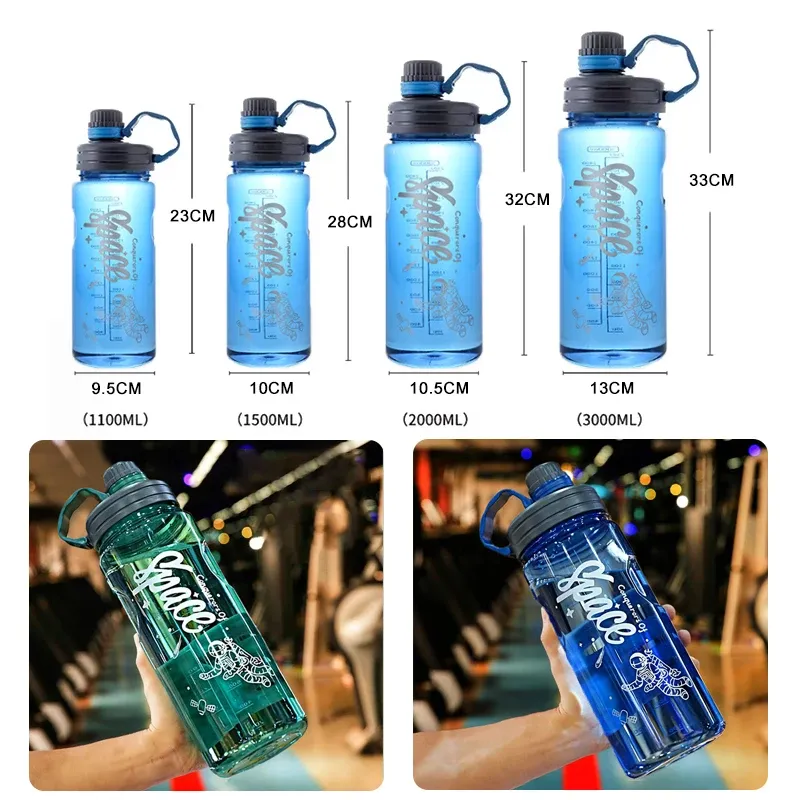 Gourde de sport grande capacité 2 L / 3 L avec filtre, en plastique écologique sans BPA 6