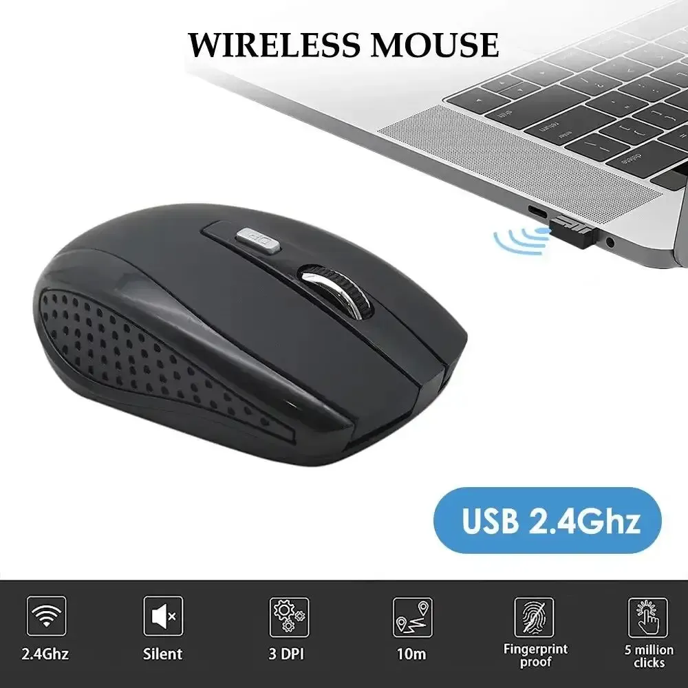 Souris sans fil 2,4 GHz ergonomique, fine et silencieuse, DPI 1600, compatible ordinateurs portables, MacBook et PC 2