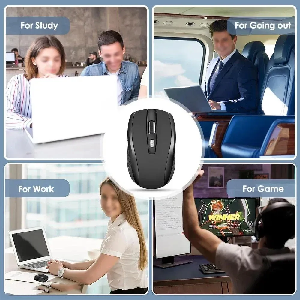 Souris sans fil 2,4 GHz ergonomique, fine et silencieuse, DPI 1600, compatible ordinateurs portables, MacBook et PC 6