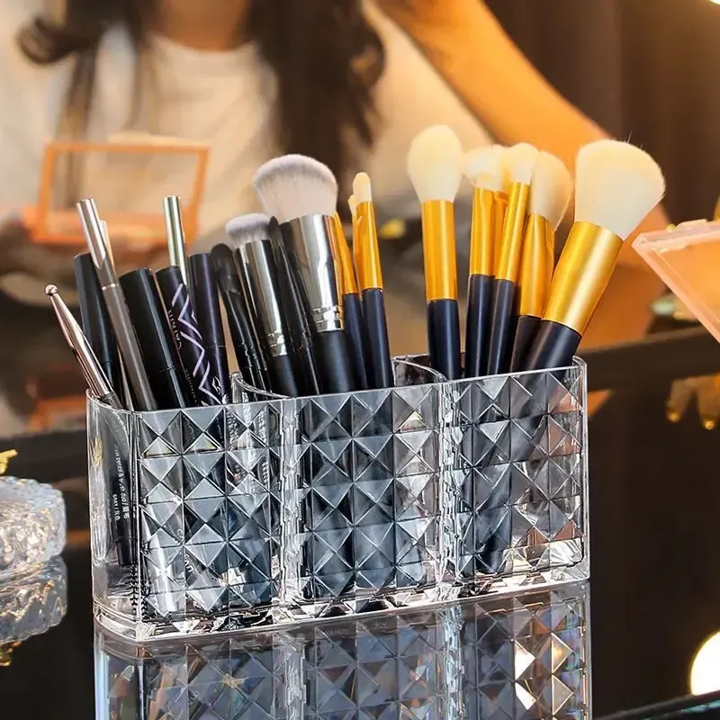 Porte-pinceaux de maquillage en acrylique, boîte de rangement transparente pour cosmétiques, organisateur de bureau pour rouge à lèvres, vernis à ongles et présentoir à bijoux 3