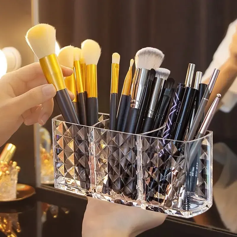 Porte-pinceaux de maquillage en acrylique, boîte de rangement transparente pour cosmétiques, organisateur de bureau pour rouge à lèvres, vernis à ongles et présentoir à bijoux 4