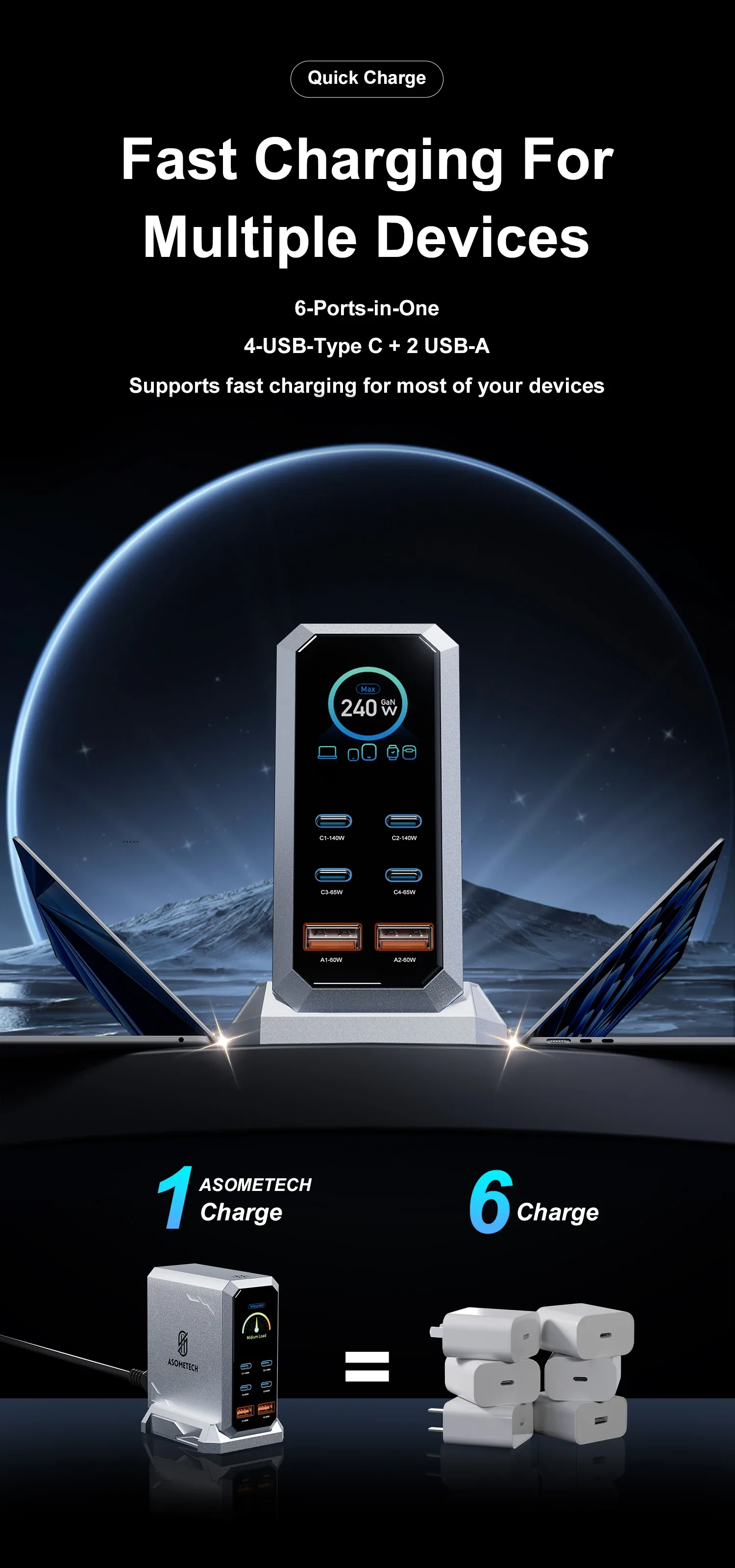 Charge rapide pour plusieurs appareils