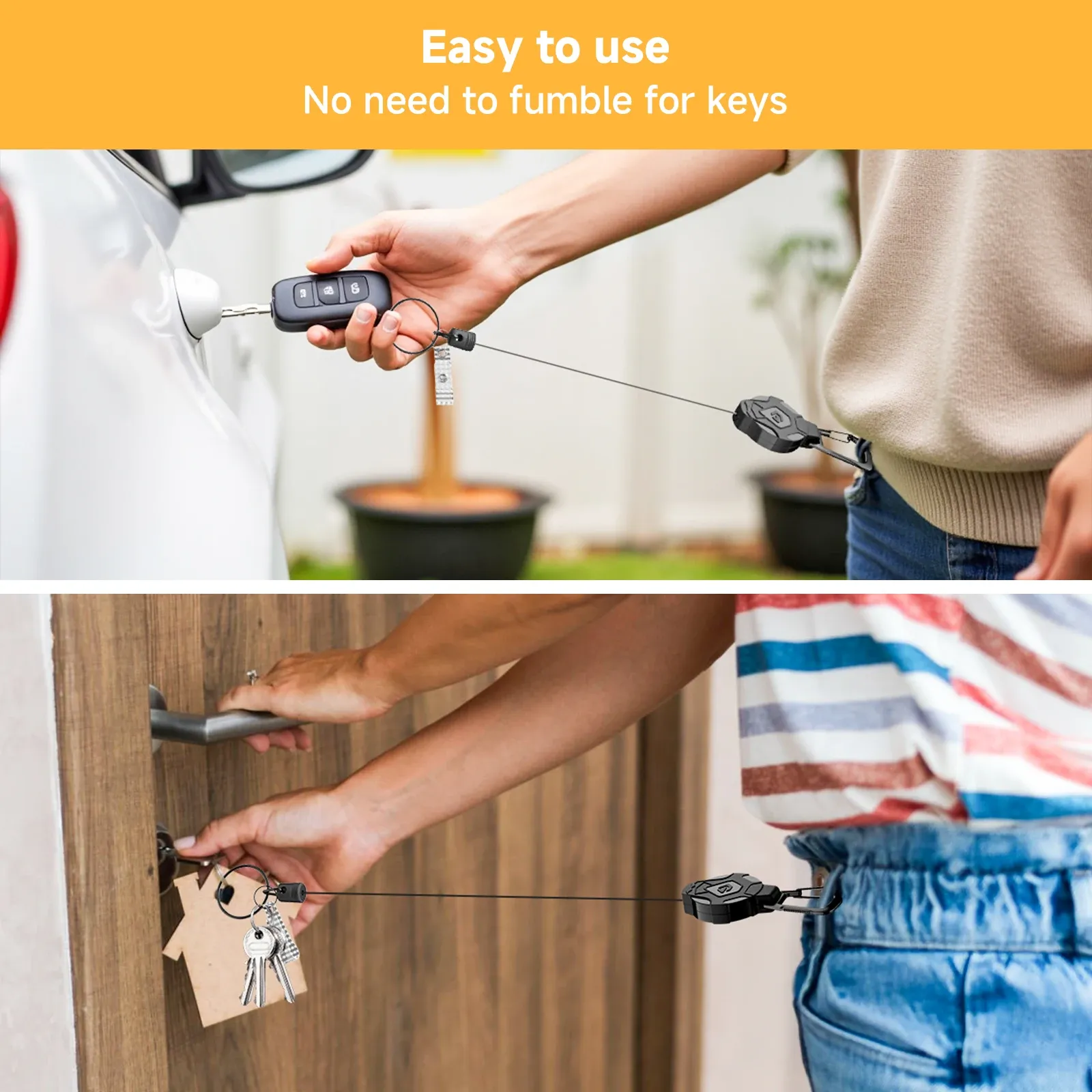 Porte-clés rétractable GITFOS, usage en extérieur