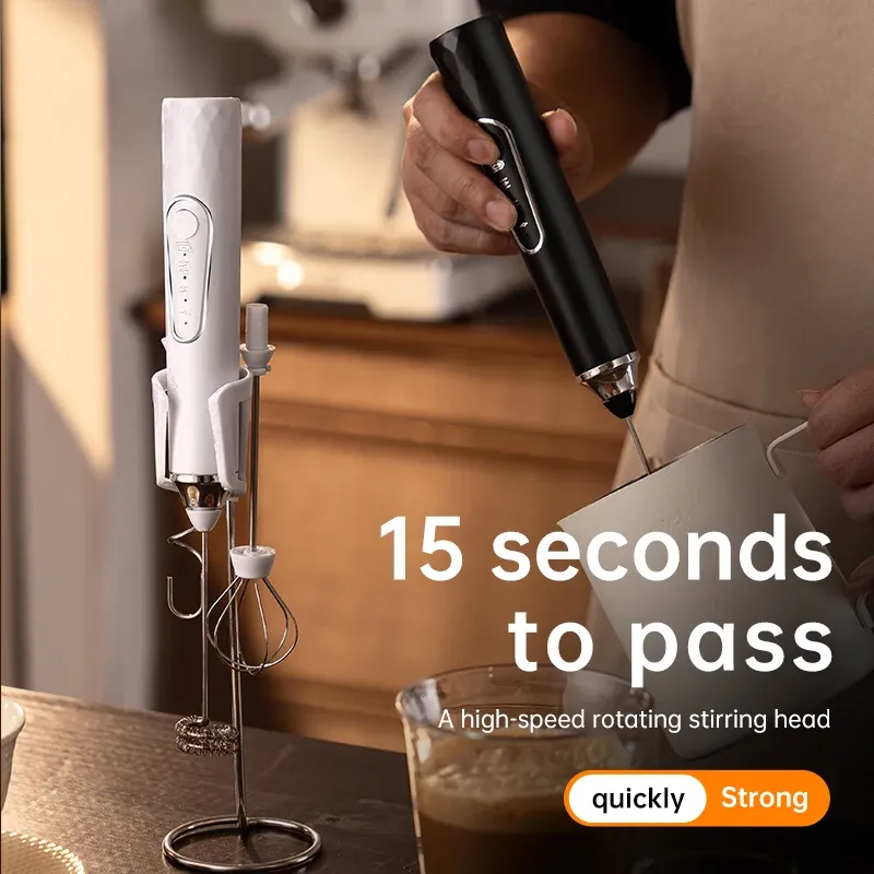 Mousseur à lait électrique portable rechargeable pour café et latte 2