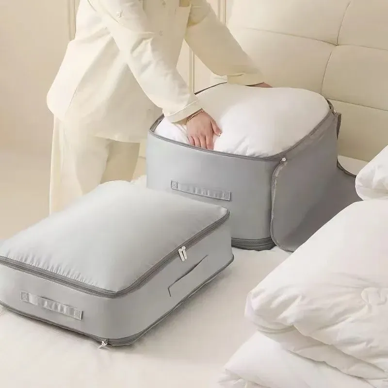 Sac de rangement auto-compressible et robuste pour vêtements, couvertures et édredons